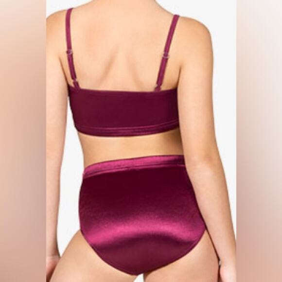 Double Platinum Performance Burgundy Satin Dance Set High Waist - NWT - adult AS - Picture 9 of 9